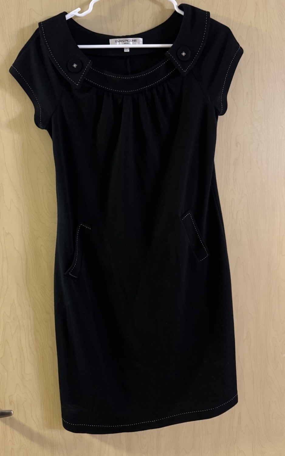 Evan Picone Black Shift Dress Knee Length Size 6 Y2K