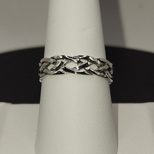 925 NEW Sterling Silver Ring Braided Rhodium Plated 5mm Width Size 7