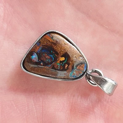 Pendentif opale boulder Koroit - Australie Acier Inoxydable  - Photo 1/4