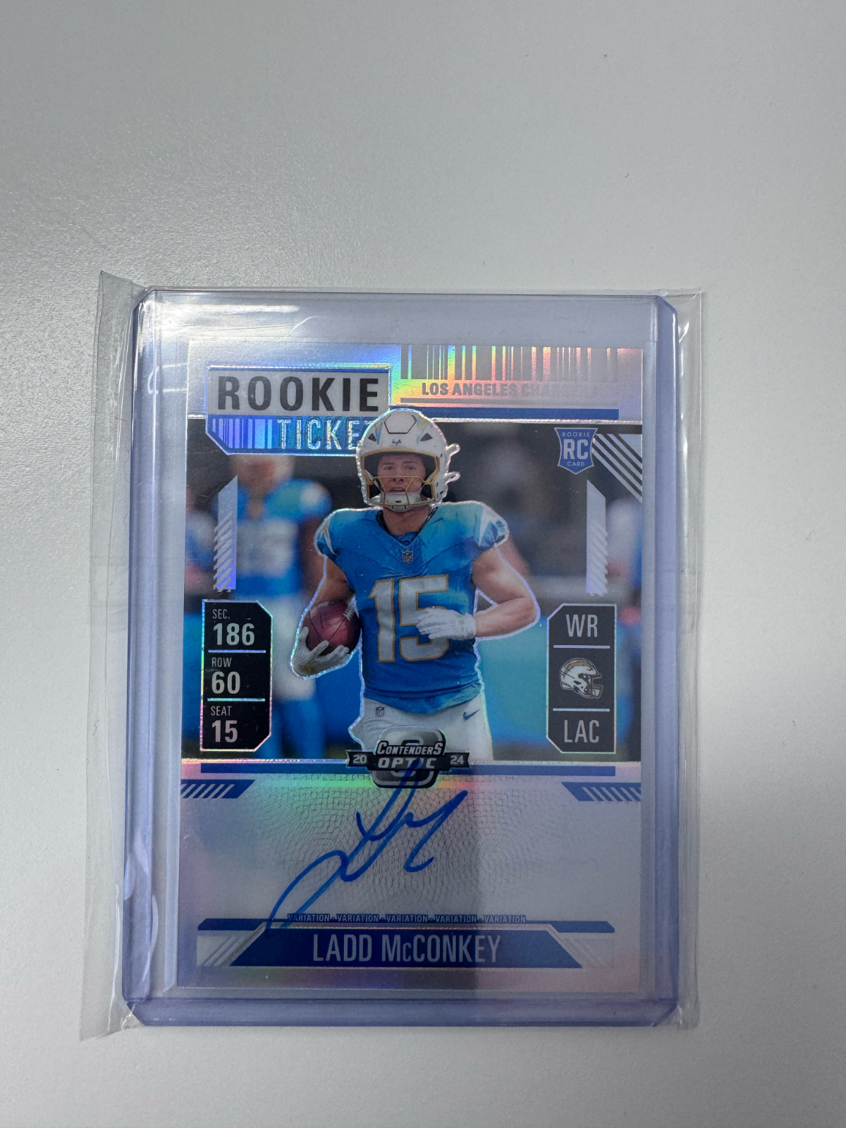 2024 Panini Contenders Optic Variation Auto Rookie Ticket #110 Ladd McConkey RC