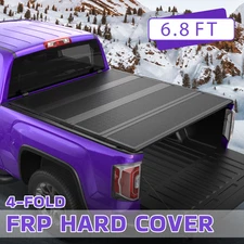 6.8FT FRP 4-Fold Hard Bed Tonneau Cover For 1999-2024 Ford F250 F350 Super Duty