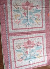 18" Flower Quilt/Pillow Blocks Pink, Blue, Gold  Mauve Makes 4 Blocks