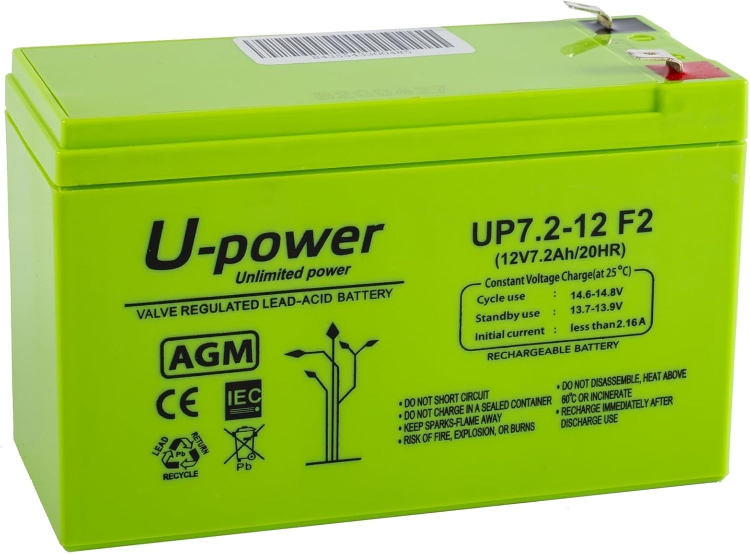 Batterie 12V 7.2Ah plomb F2 pour remplacer une batterie d'alarme usagée