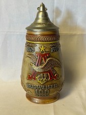 Budweiser Centennial Lidded Stein 1976 CSL7 Ceramarte Brazil 10 1/4"