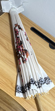 Japanese Cherry Blossom Paper Parasol Umbrella, Traditional Asian Design, Wood