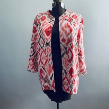 Chico's orange southwestern diamond pattern linen jacket