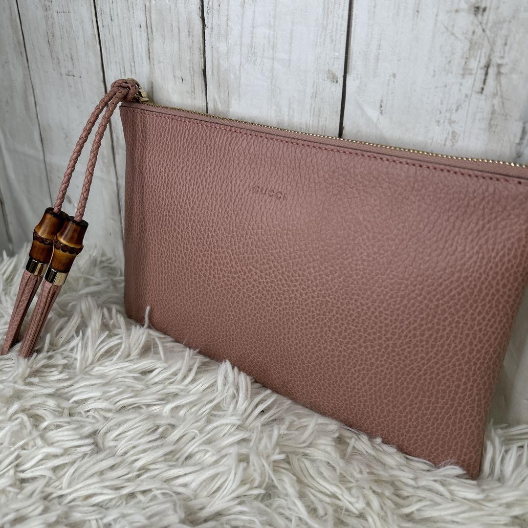クラッチバッグ GUCCI  Clutches Women Leather Pink Gucci Vintage Logo Pouch Pink Leather Clutch | eBay