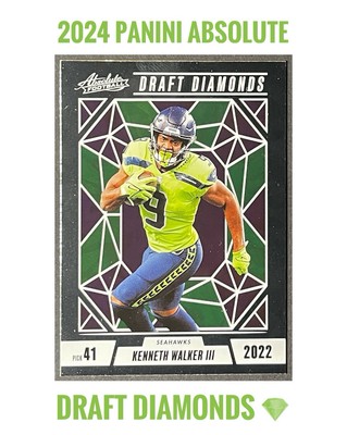 Lot Of (2) Kenneth Walker III Panini Absolute Draft Diamonds #DD-KWR & Green #93