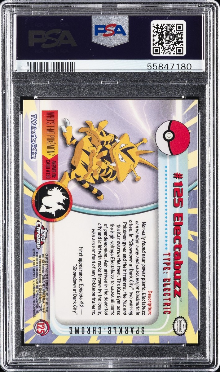 2000 TOPPS CHROME POKEMON T.V. SPARKLE #125 ELECTABUZZ PSA 10 | eBay