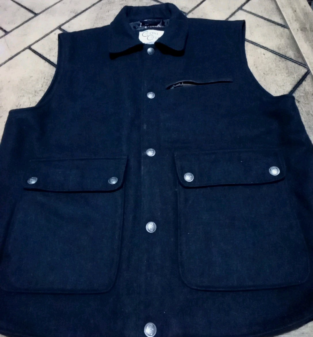 Cripple Creek Mens Size XL Wool Western Cowboy Vest Quilted Lining Black