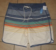 NEW NWT Mens Sz 42 Striped Stretchy UPF 50 Swim Board Shorts Pockets WAVE ZONE
