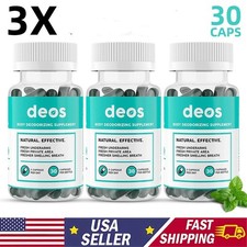 3 PACK DEOS Internal Deodorant Supplement for Full Body Odor Control, 30-Capsule