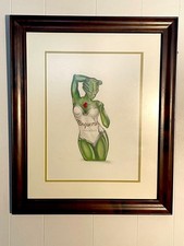 Original "TANQUERAY" Bottle Women drawing by Steve Fogle 2001 20 x 24 Framed