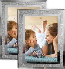 5X7 Picture Frame Sparkle Glass Photo Frames for Tabletop, Set of 2