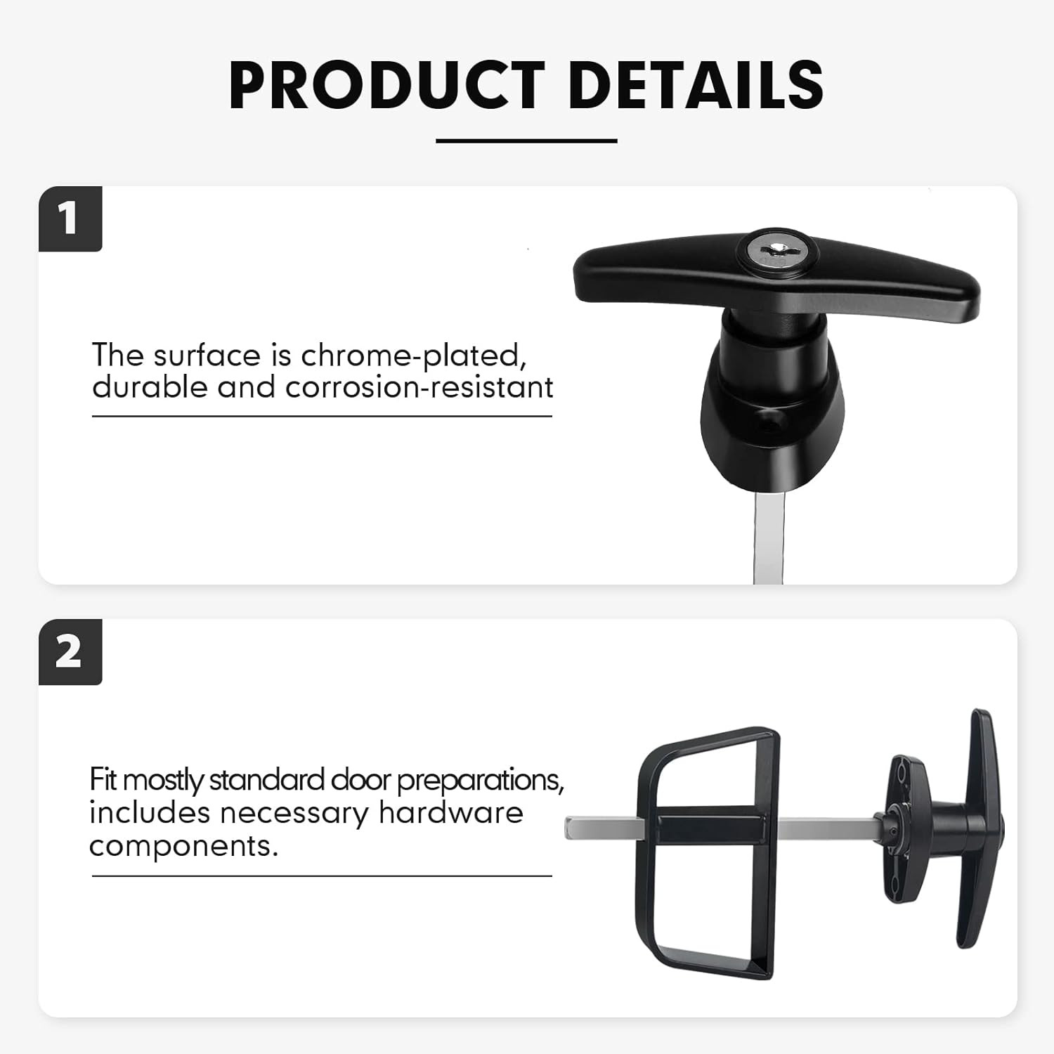 Shed Door Latch T-Handle Lock Kit with 5 Keys,Bteobfy 5-1/2" Stem Storage Barn S