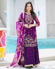 Launching New Faux Georgette Kurta And Palazzo With Dupatta For Women Wear