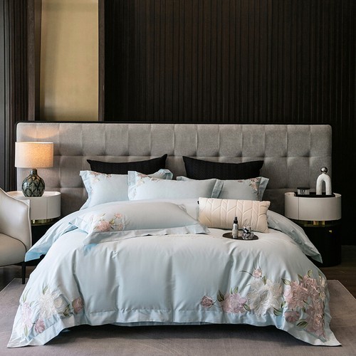 4pcs/lot Bedding Set Silk Cotton Embroidery Flowers Duvet Cover Flat Sheet Set - Picture 18 of 60