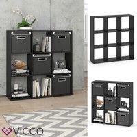 Raumteiler WüRfelregal Raumtrenner Standregal Nove 9 FäCher Schwarz Vicco