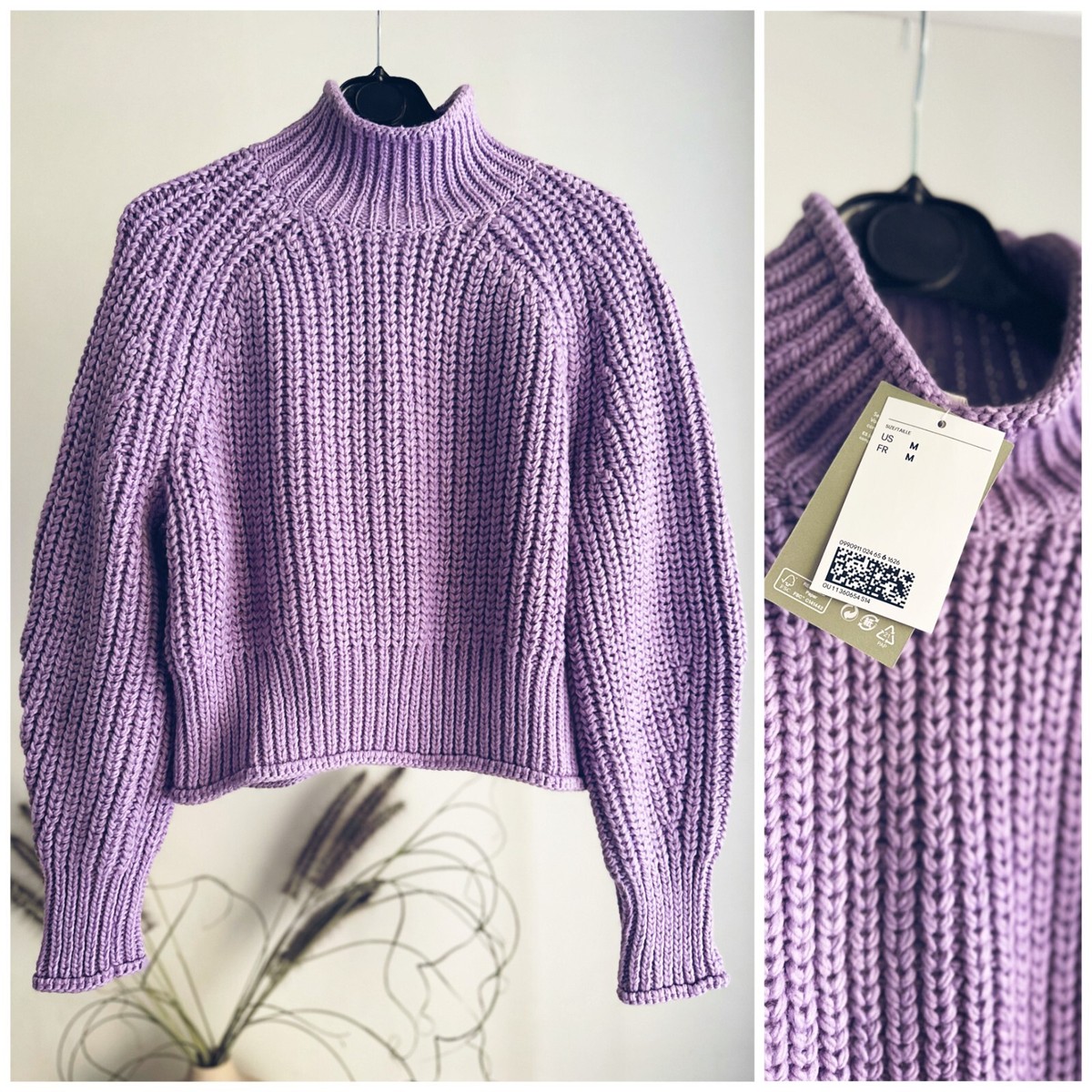 H&M Knit Oversized Sweater Green Orange Purple New | eBay