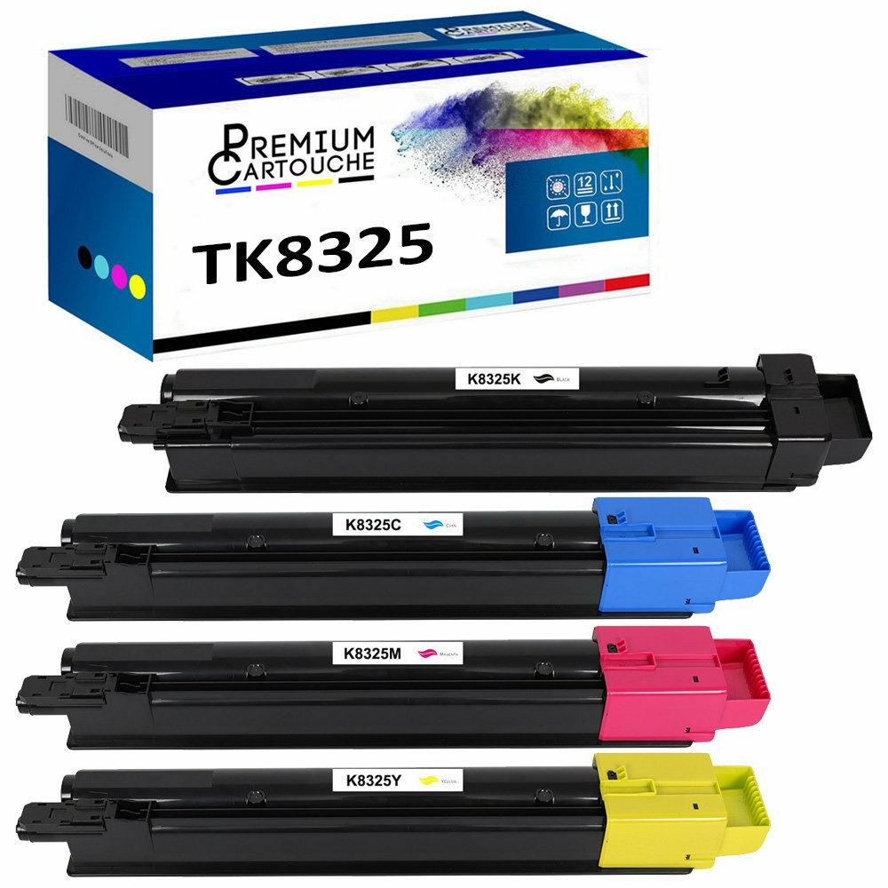 Cartouche toner TK8325K C M Y pack de 4 premium pour des noirs intenses et couleurs pures