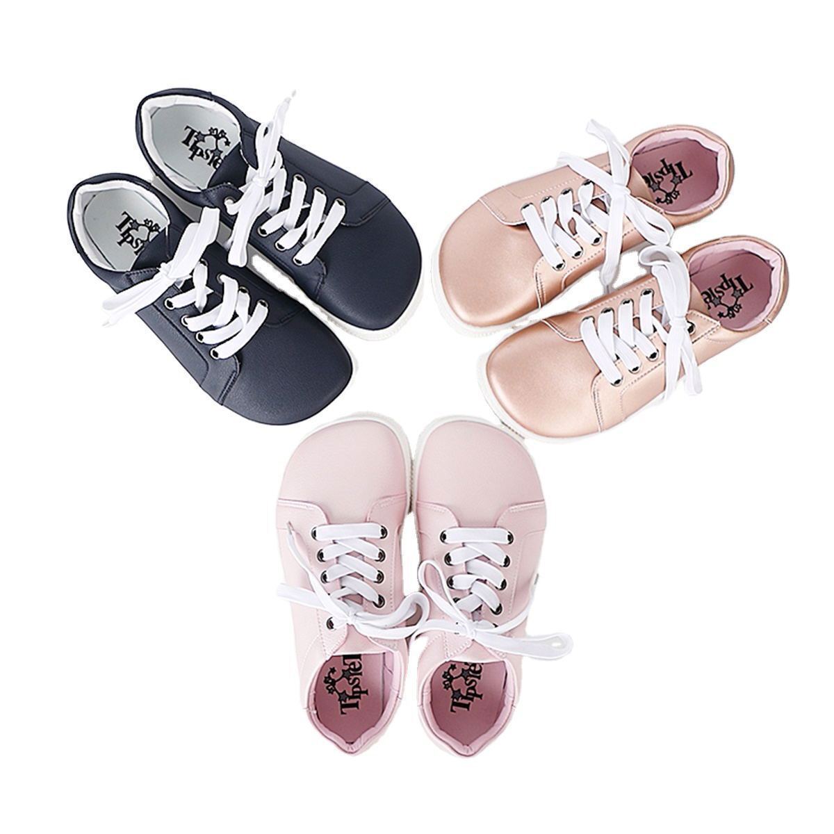 Zapatilla deportiva de cuero descalzo minimalista con suela plana cero caída suave dedos anchos