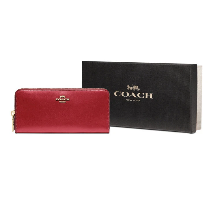 Coach deep red wallet hot sale