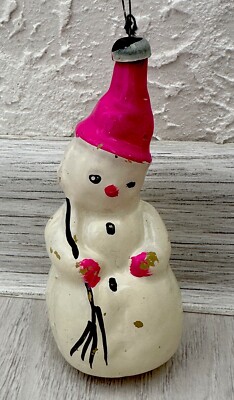 Soviet antique rare Christmas tree toy Snowman.