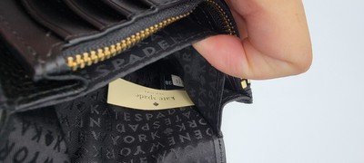Kate Spade Black Regina Larchmont Avenue Leather Card Wallet 