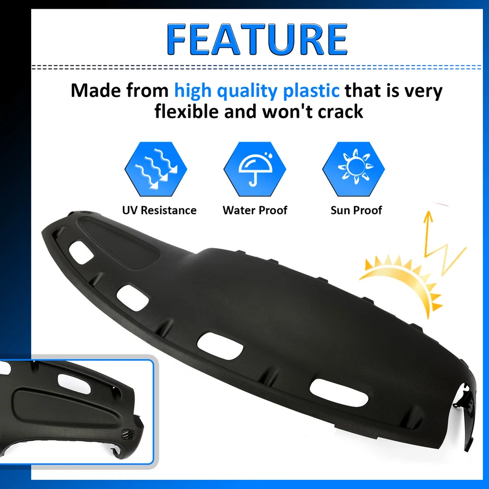 For 1998-2002 Dodge Ram 1500 2500 3500 Dashboard Panel Dash Pad Top Cover Black - Imagem 4 de 4
