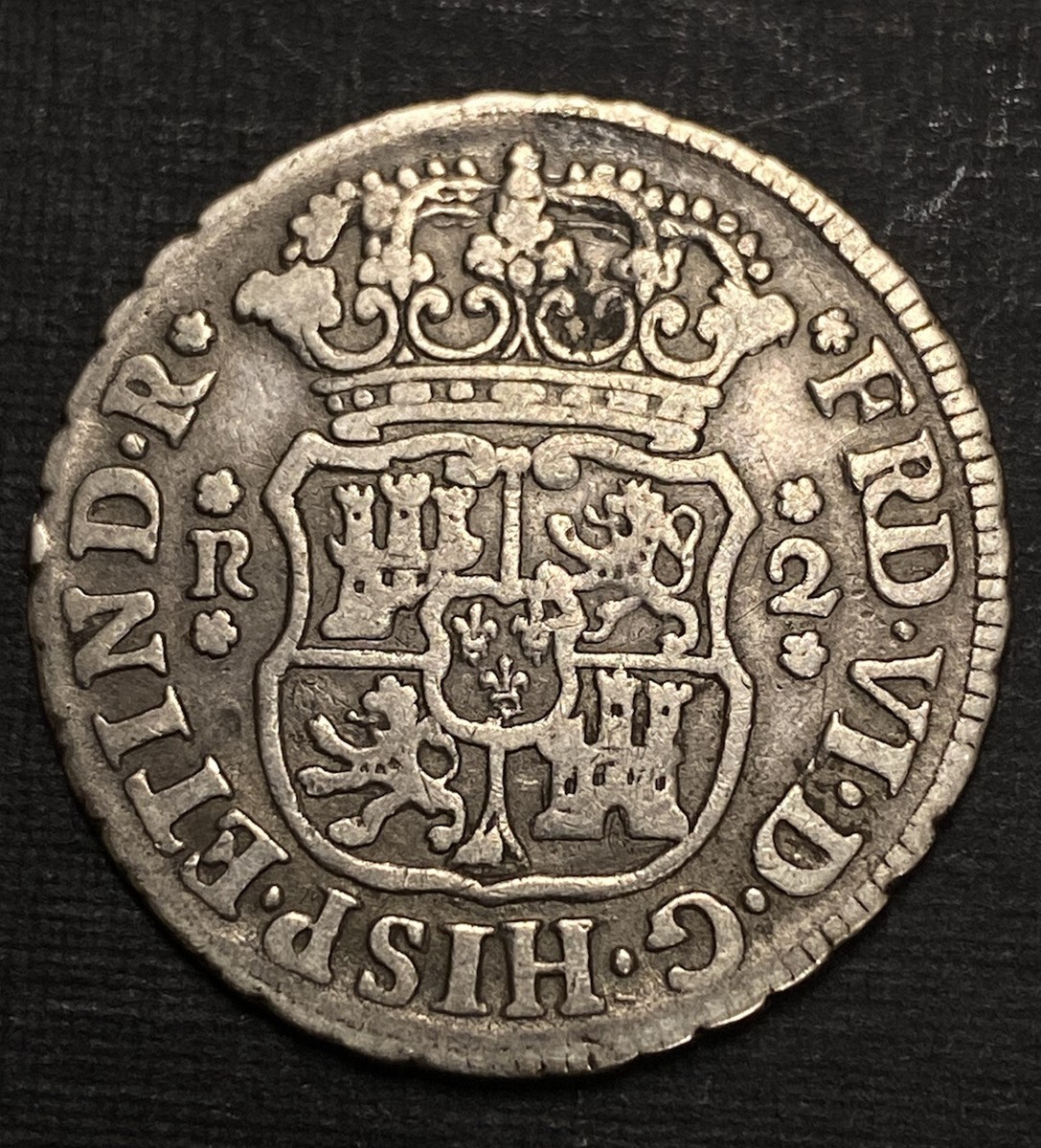 Rare 1749 Mexico 2 Reale Milled Colony Pillars King US Silver