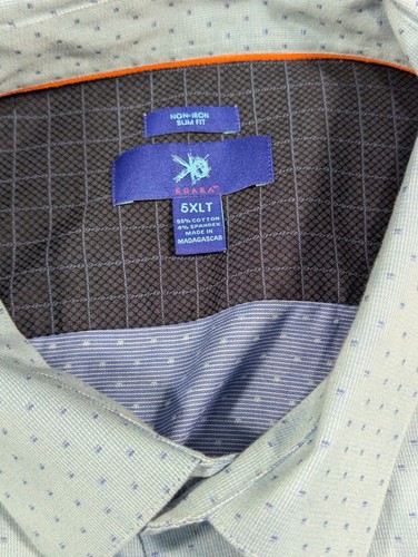 Egara 5XLT Tall Men's Slim Fit Blue Dotted Shirt Non-Iron - Picture 4 of 10