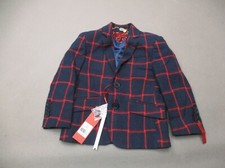 NWT Elie Balleh Size 2-3 Boys Multicolor Plaid 100 Cotton Button Up Blazer 657