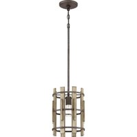 HäNgeleuchte Deckenleuchte Pendellampe Rustikal Holzelemente Stahl D 22,9 Cm