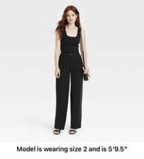 Women's High-Rise Relaxed Hip  Thigh Wide Leg Trousers - A New Day- size 4 