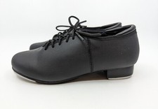 Theatricals Sz 6.5 Black Faux Leather Lace-up Tap Dance Shoes