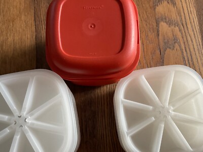 ~ VINTAGE ~ 1 TUPPERWARE EISWÜRFELBEHÄLTER MIT DECKEL+ 7 EISWÜRFELBEREITER ~