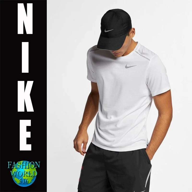 Nike Dri-FIT Miler Short Sleeve Running Top Men's Size XL AJ7565 100 White
