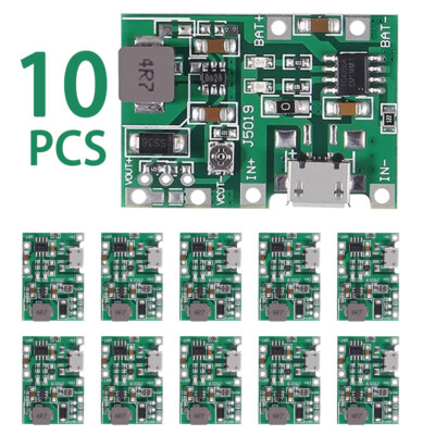 10X Micro-USB TP4056 3.7V Battery Charger Module Step-up Boost DC 5V 9V 12V 27V