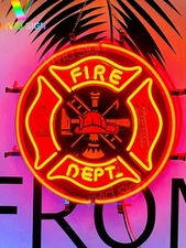 Fire Department 17"x17" Neon Sign Lamp Light With HD Vivid Printing Man Cave EY