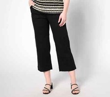 Belle by Kim Gravel Pet TripleLuxe Twill Wide Leg Cropped Black,Petite 0 A634775