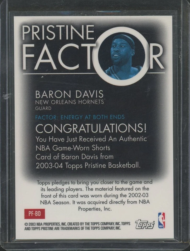 2003 Topps Pristine Baron Davis Jersey Pristine Factor Game Worn Shorts #PF-BD - Image 2 of 2
