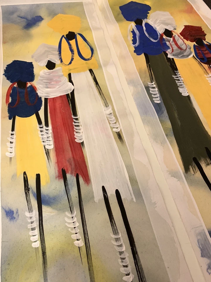 Pair Of Fabric Painting Wall Decor Art 40x10 Long Length WallArt Canva Art x2 - Image 2 of 4