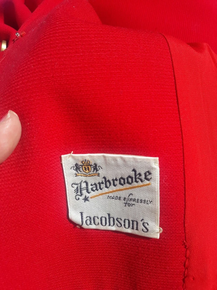 60s Vintage MOD ICONIC Wool Jackie'O Red Coat Jacket S w/ Leopard Fur Trim RARE - Image 4 of 4