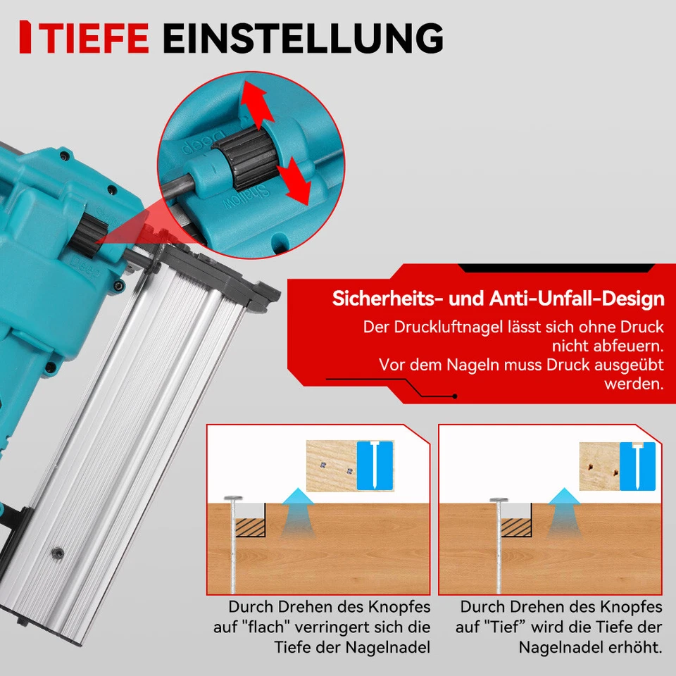 Für Makita 18V Akku Tacker & Nagelpistole 2in1 Nagelgerät Nagler Akkutacker Holz - Bild 4 von 4