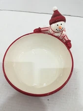 Harry & David Snow Man Candy Bowl 6 1/2" VGC VTG 2004