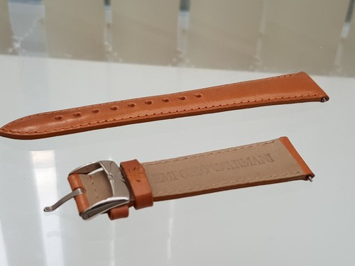 Genuine EMPORIO ARMANI watch Replacement Tan Leather Strap +Buckle+pins 18mm(a20 - Picture 5 of 12
