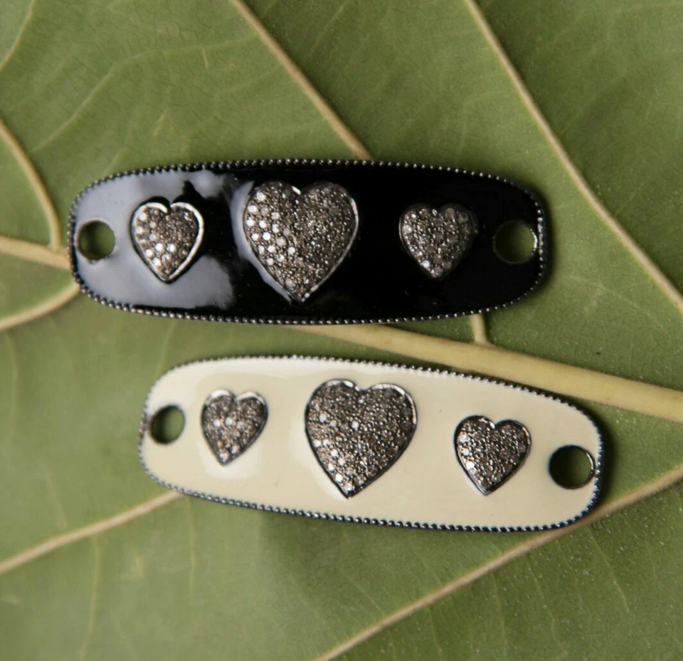 Brazalete conector de joyería de diamantes naturales esmalte de plata 925 hallazgos adicionales Foto 4 de 4