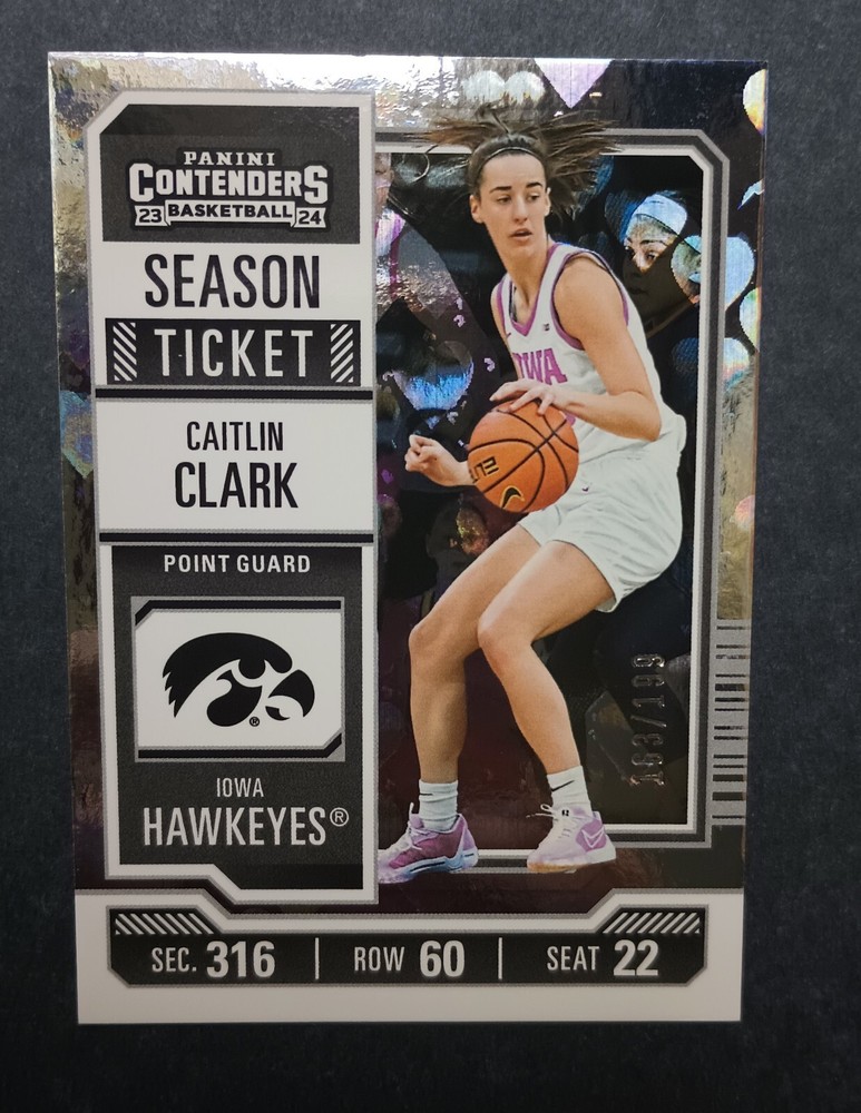 Caitlin Clark 2024 Panini Contenders Season Ticket CC4 Floating Hearts #163/199