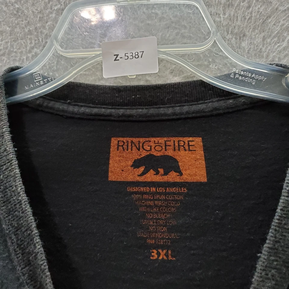 Camiseta Ring Of Fire Hombre 3XL Negra Azteca Navajo Tribal Jefe Manga Corta LEER Foto 3 de 4