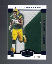 AJ DILLON 2020 PANINI PLATES & PATCHES FULL COVERAGE PATCH RC #1/25 ROOKIE (G)